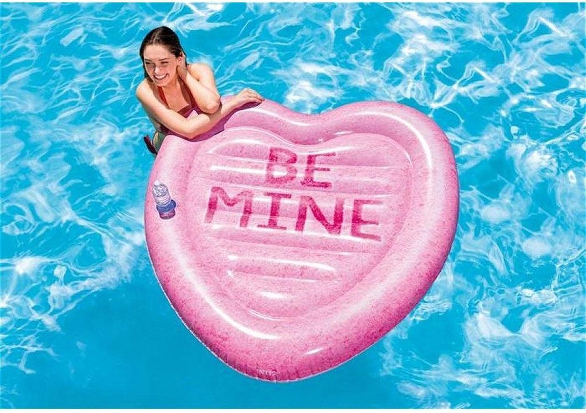 Feestbazaar Intex luchtbed Candy Heart Island 145 x 142 cm - Roze