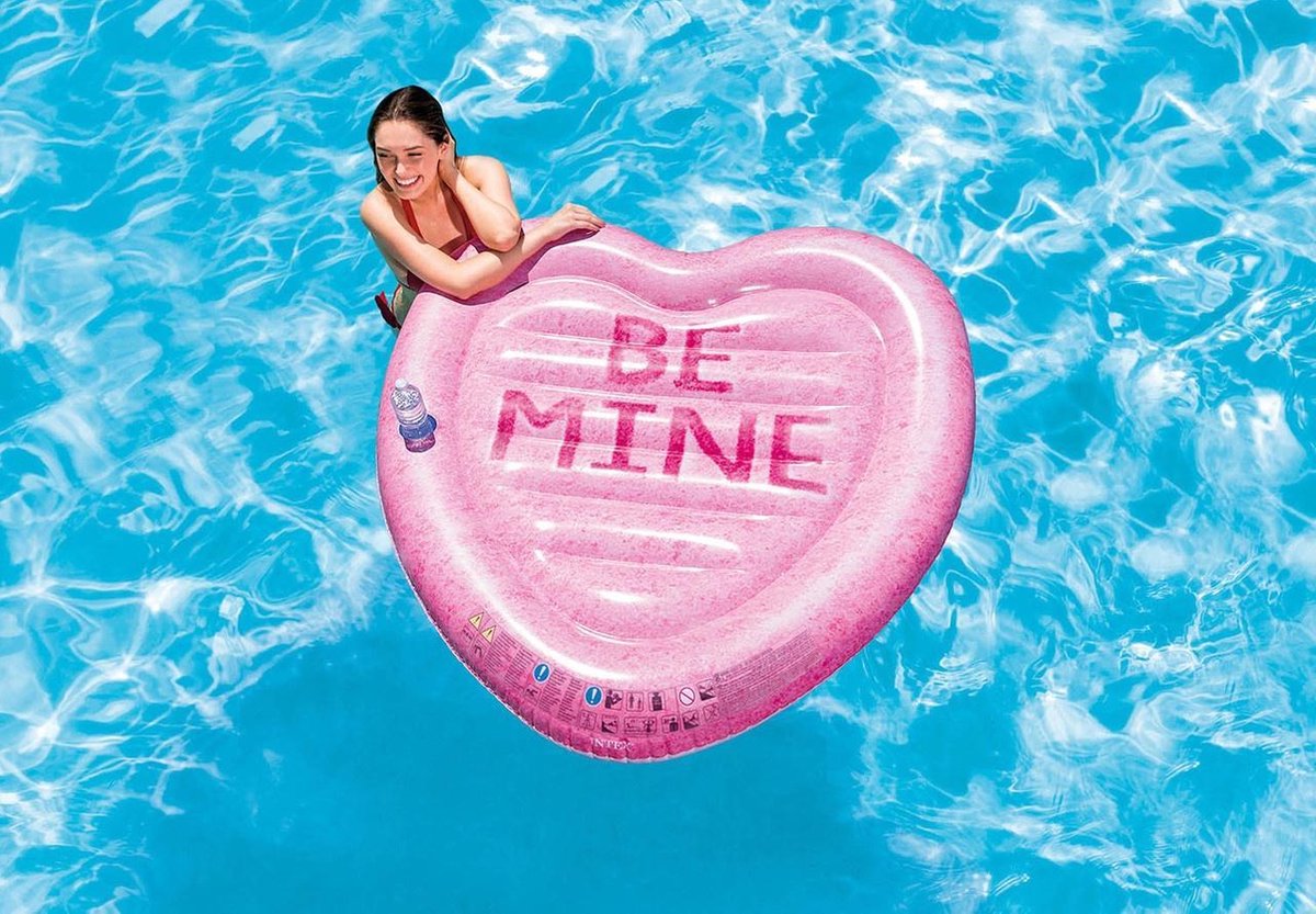 Feestbazaar Intex luchtbed Candy Heart Island 145 x 142 cm - Roze