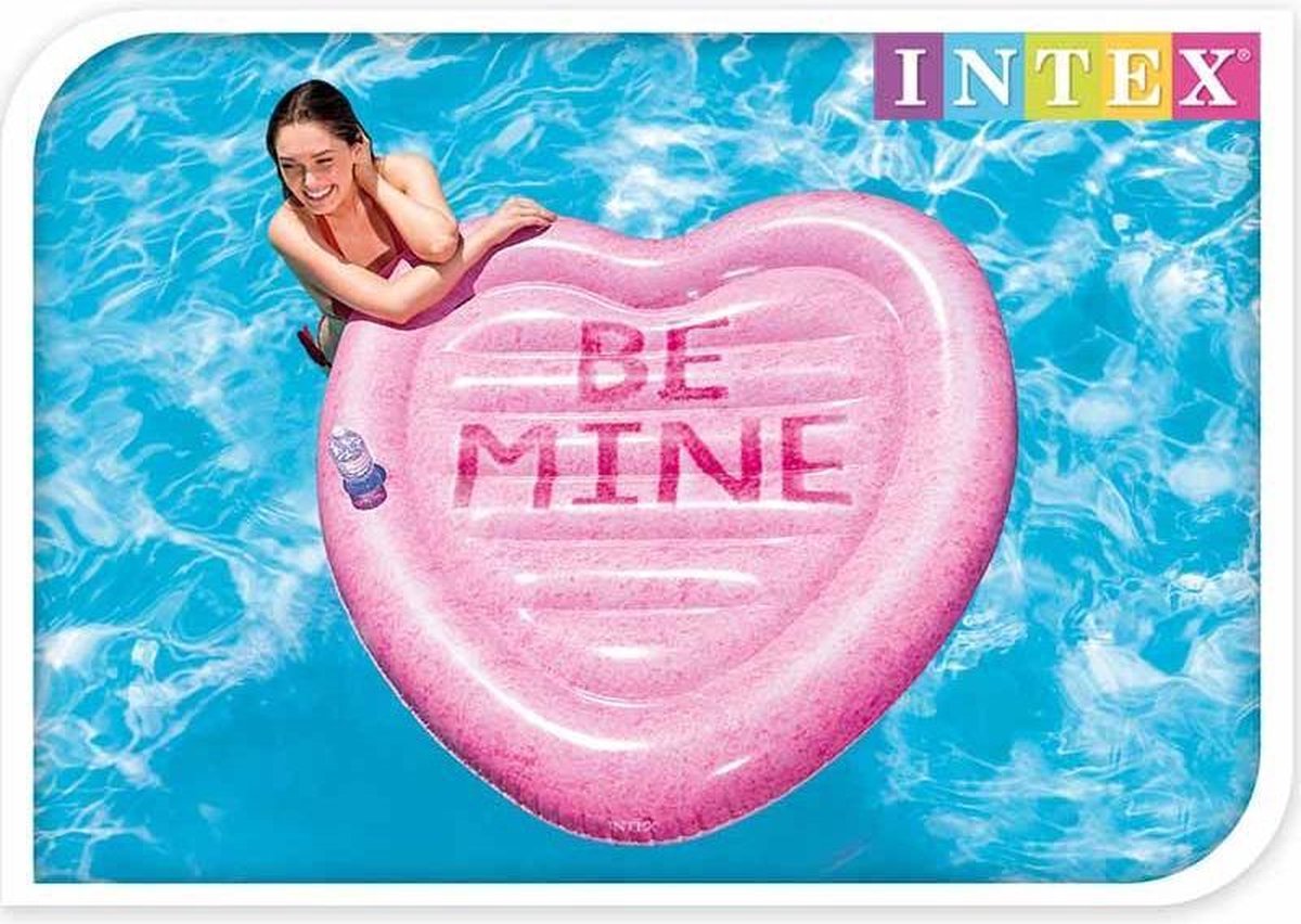 Feestbazaar Intex luchtbed Candy Heart Island 145 x 142 cm - Roze