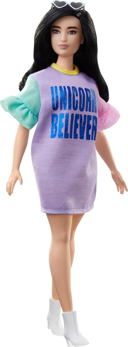 Mattel Barbie Fashionistas tienerpop paarse jurk meisjes 33 cm