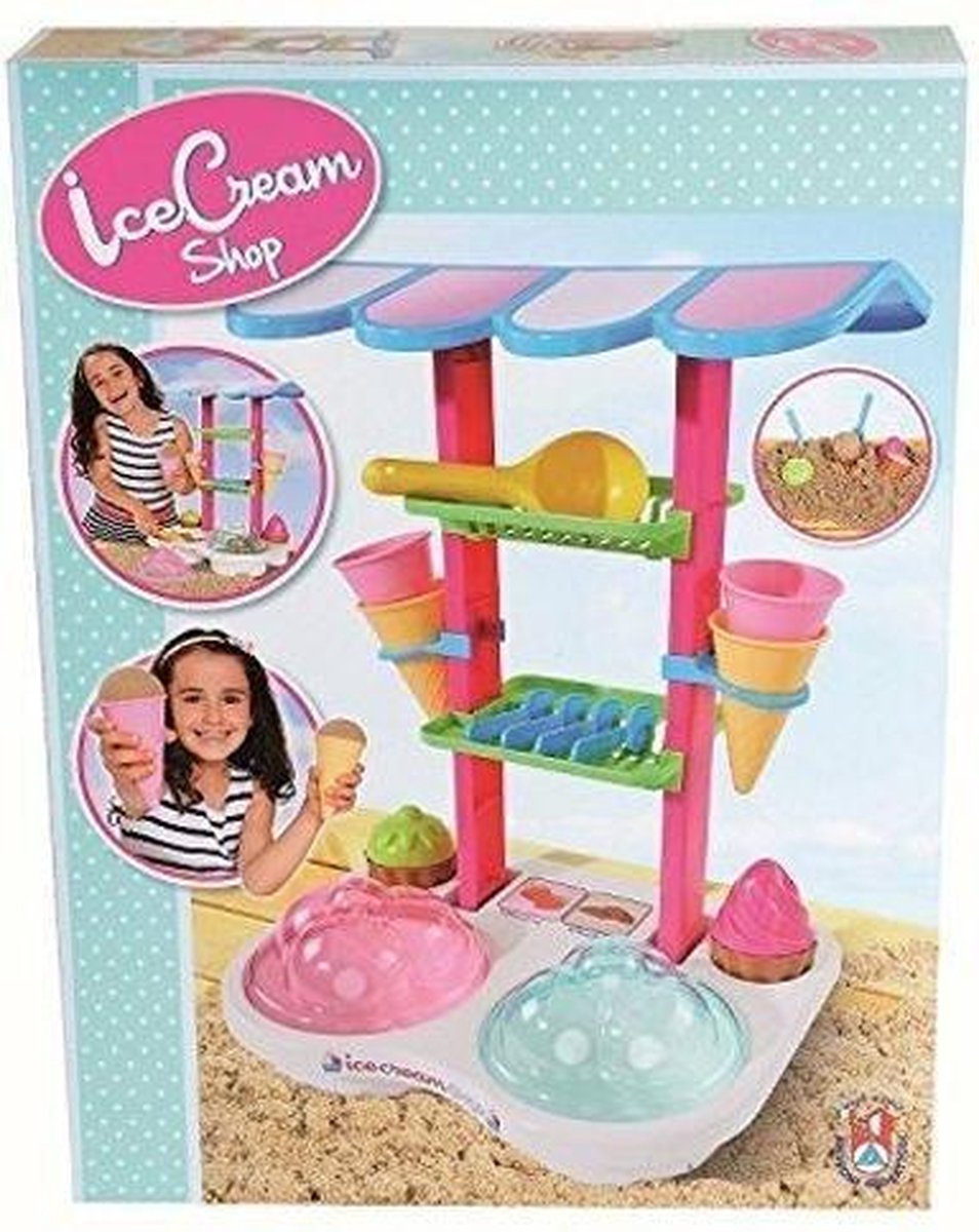 Basic Androni ijskraam speelset 46 cm 12 delig roze/wit