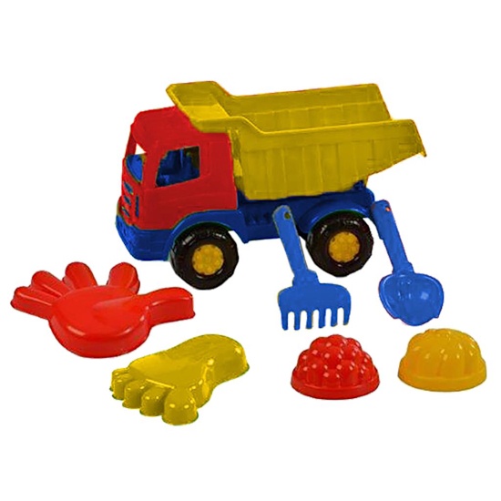 Polesie strandset met kiepwagen 7 delig blauw/geel/rood