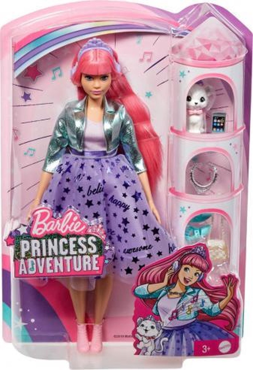 Mattel Barbie tienerfoto Princess Daisy meisjes 35 cm 3 delig - Paars