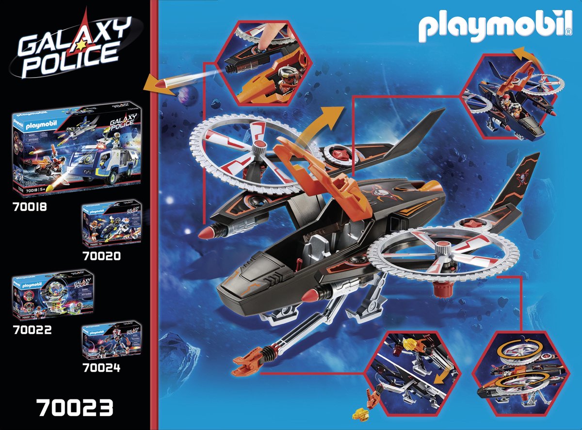 Playmobil Galaxy Police Piratenhelikopter 74 delig (70023)