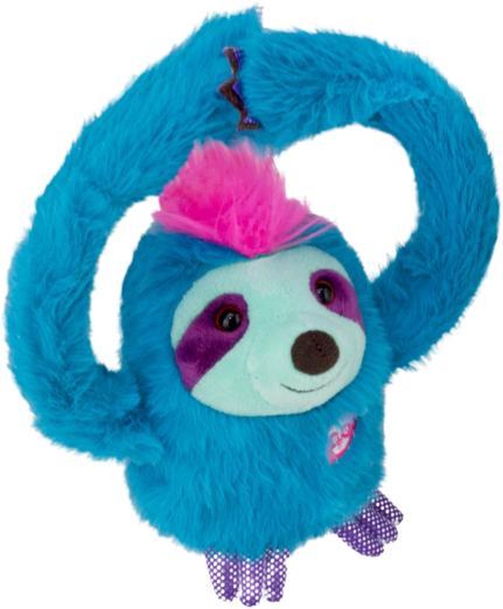 Top1Toys Party Pets knuffelluiaard rollend junior 25 cm pluche blauw