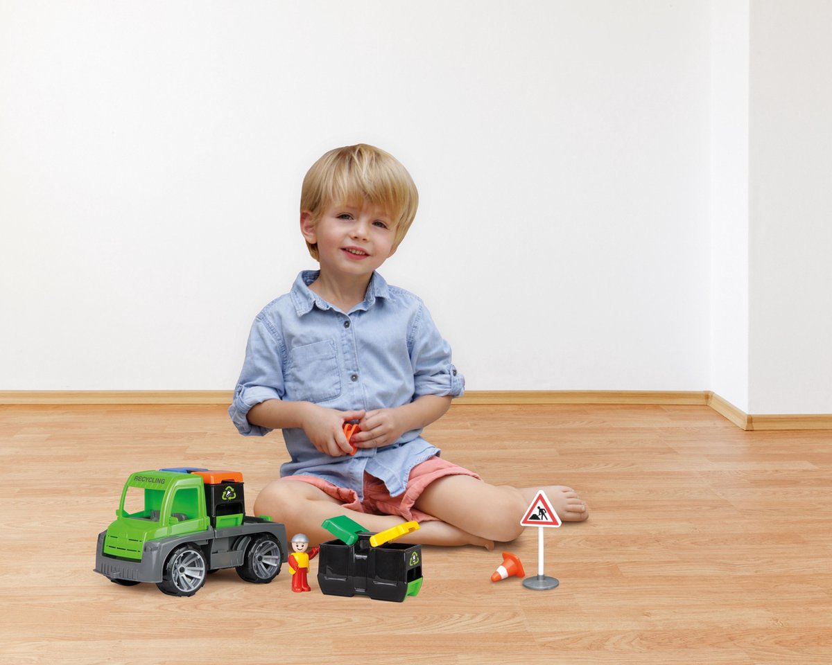 Lena vuilniswagen Truxx jongens 28 x 16 cm groen/ 2 delig - Grijs