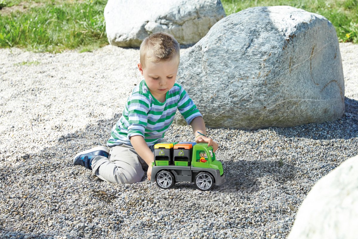 Lena vuilniswagen Truxx jongens 28 x 16 cm groen/ 2 delig - Grijs