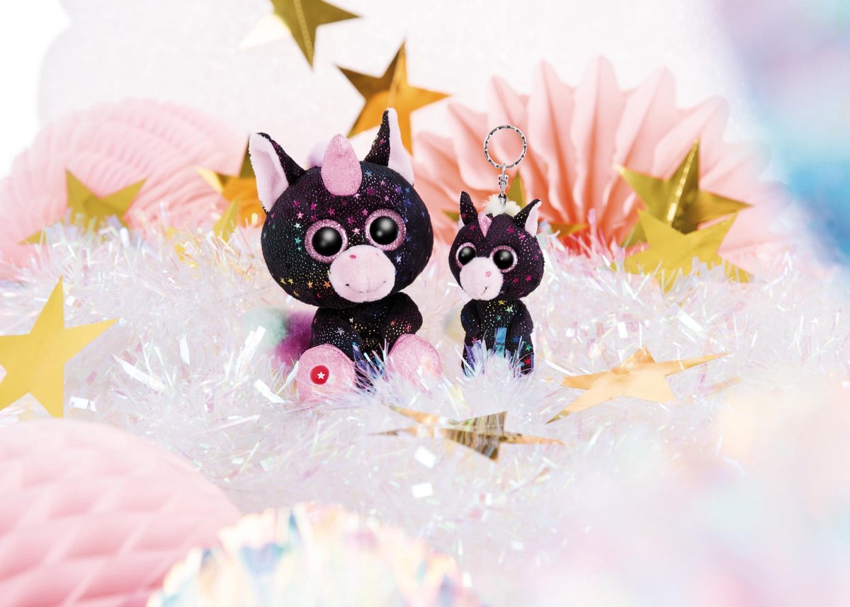 Nici knuffel Glubschis unicorn junior 15 cm pluche - Zwart