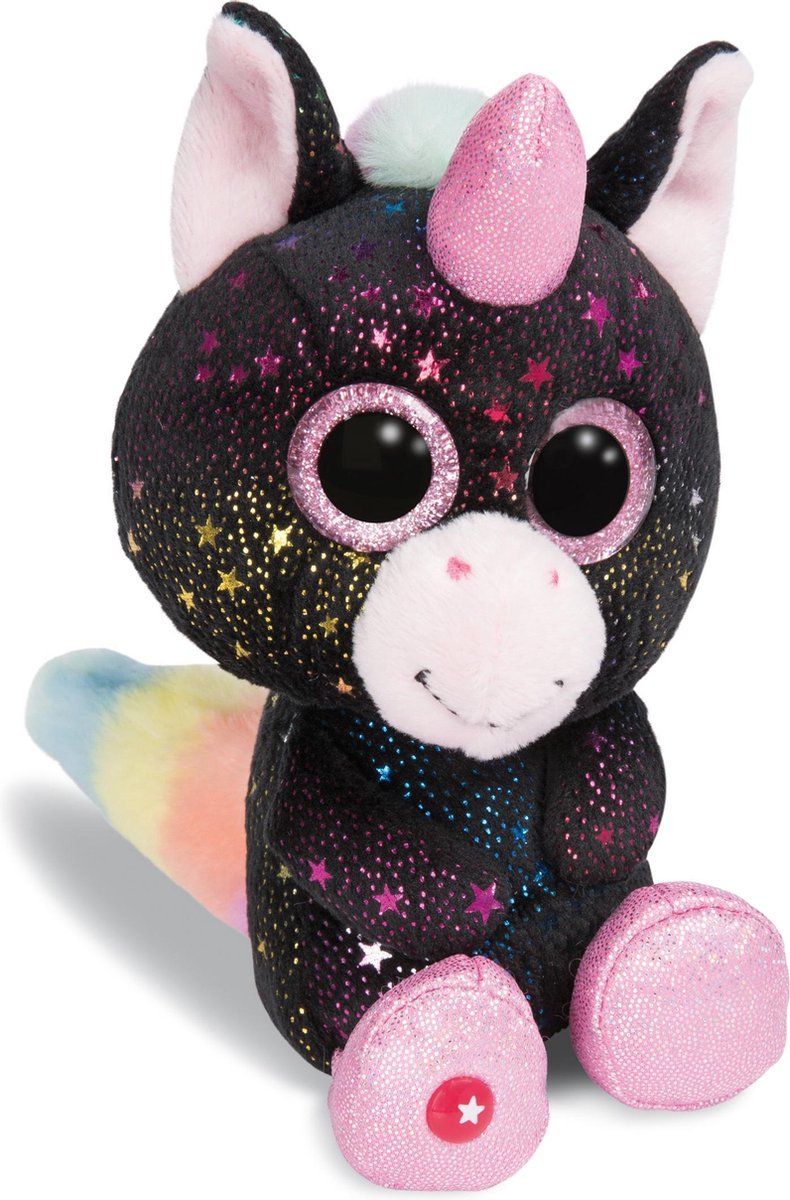 Nici knuffel Glubschis unicorn junior 15 cm pluche - Zwart