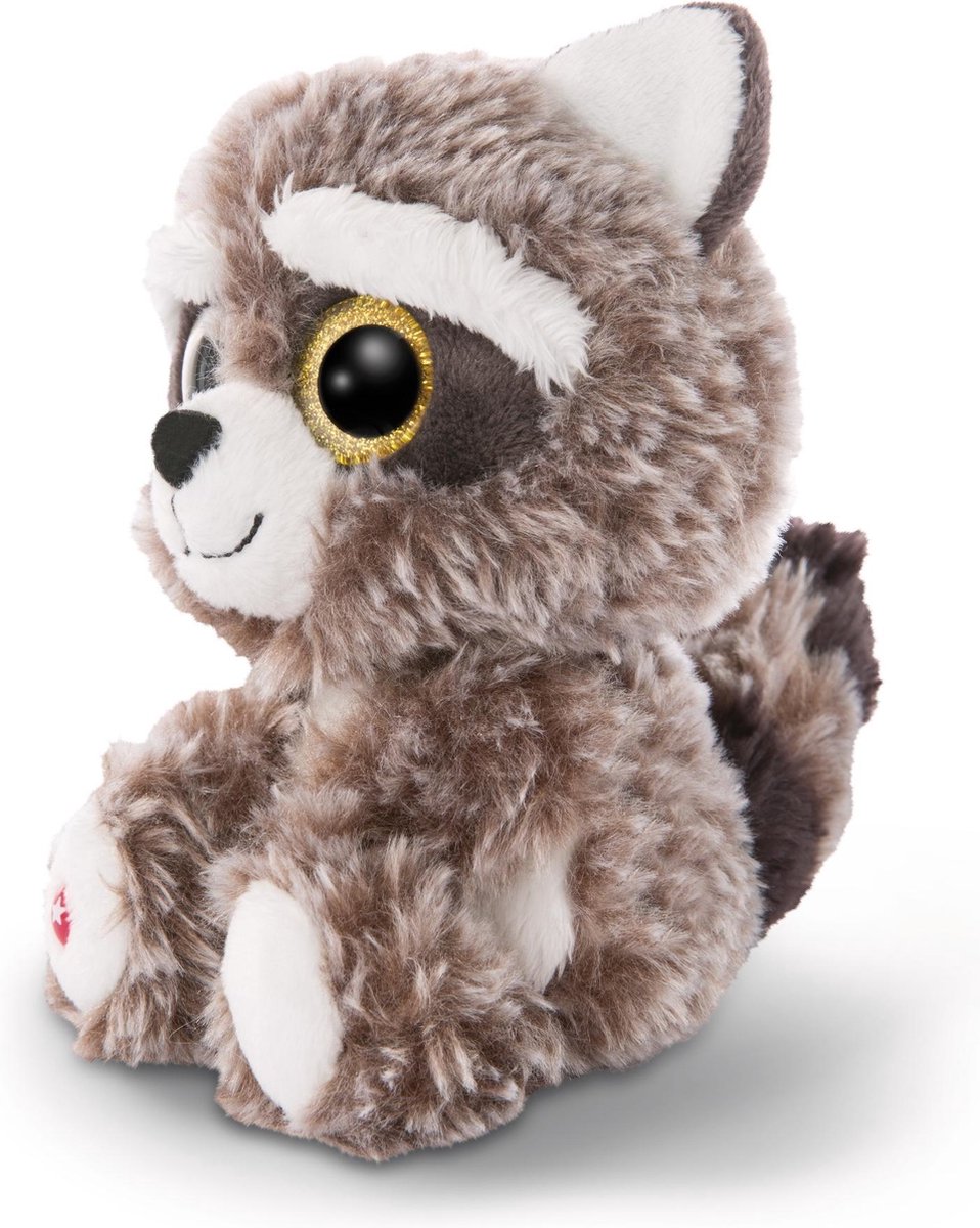 Nici knuffel Glubschis wasbeer junior 15 cm pluche/wit - Grijs