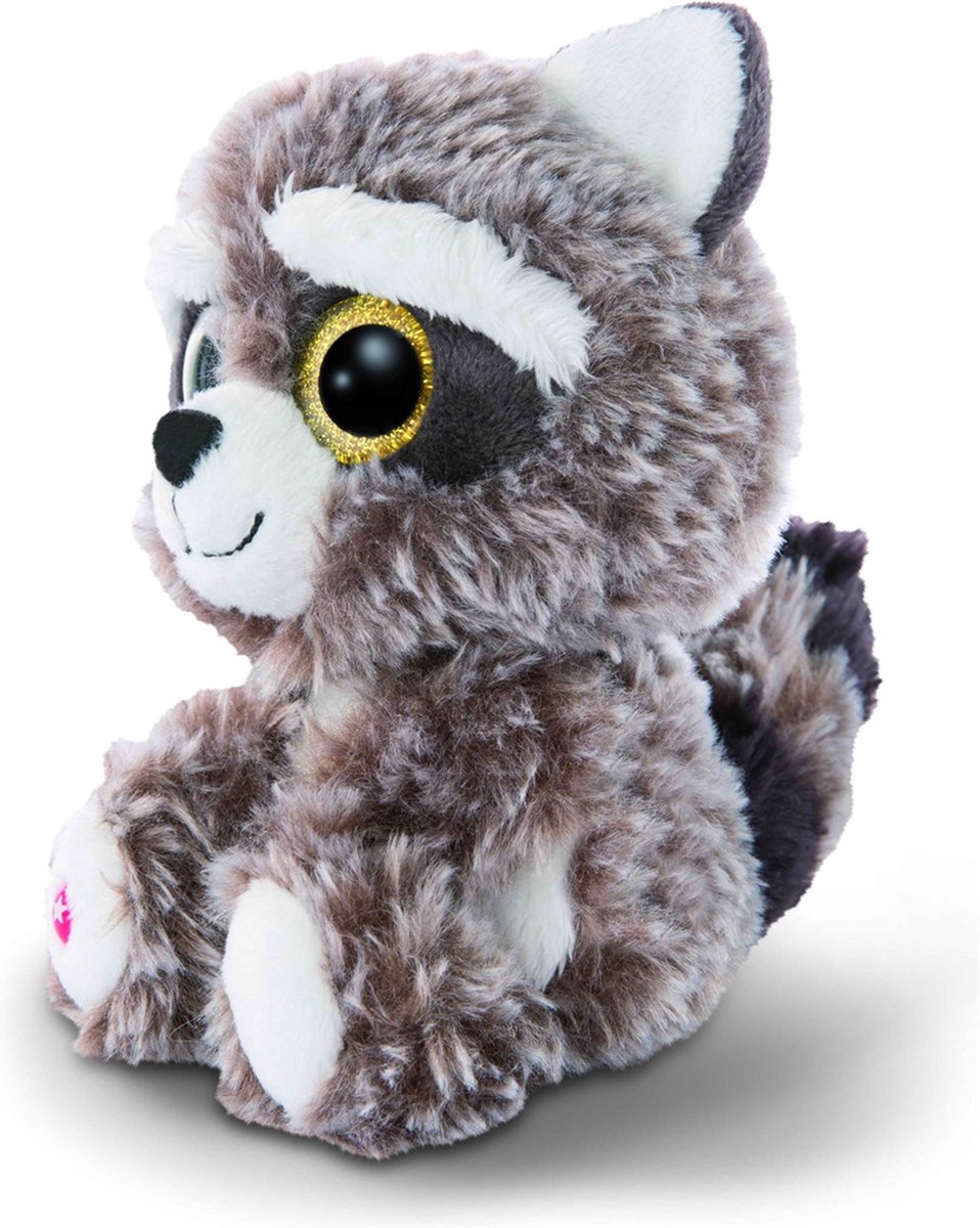 Nici knuffel Glubschis wasbeer junior 15 cm pluche/wit - Grijs