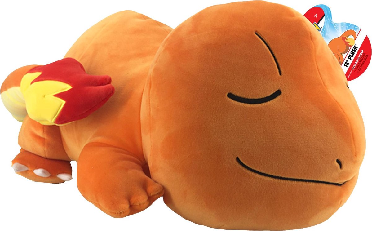 Pokémon knuffel slapende Charmander junior 16 cm - Oranje