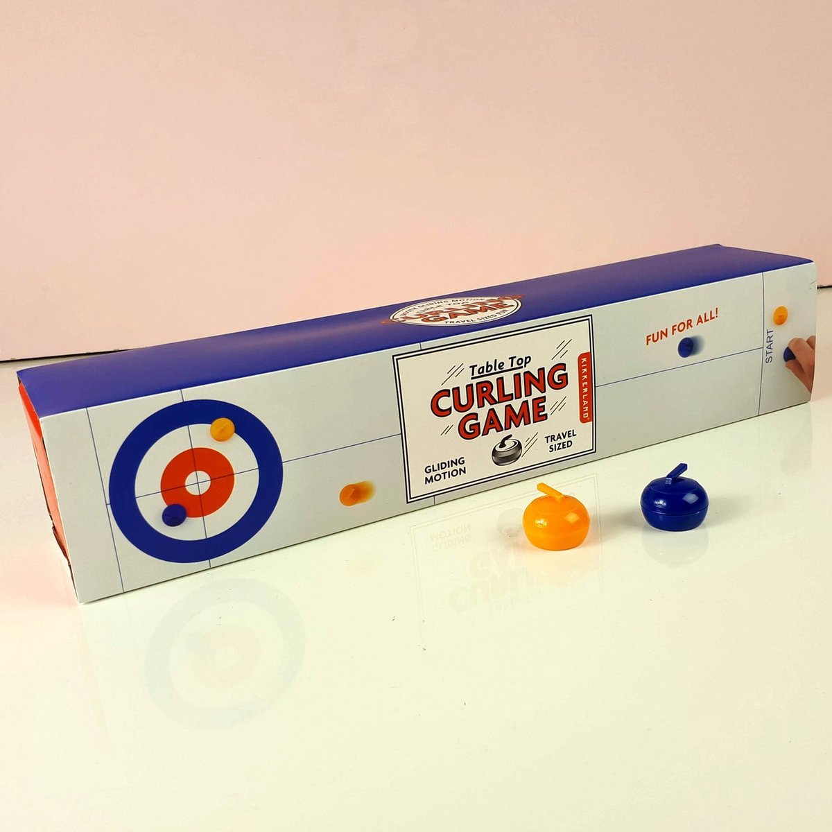 Kikkerland speelbord Curling 120 x 28 cm polypropyleen - Wit