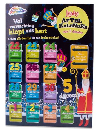 Witbaard baard aftelkalender Sinterklaas junior karton zwart - Wit