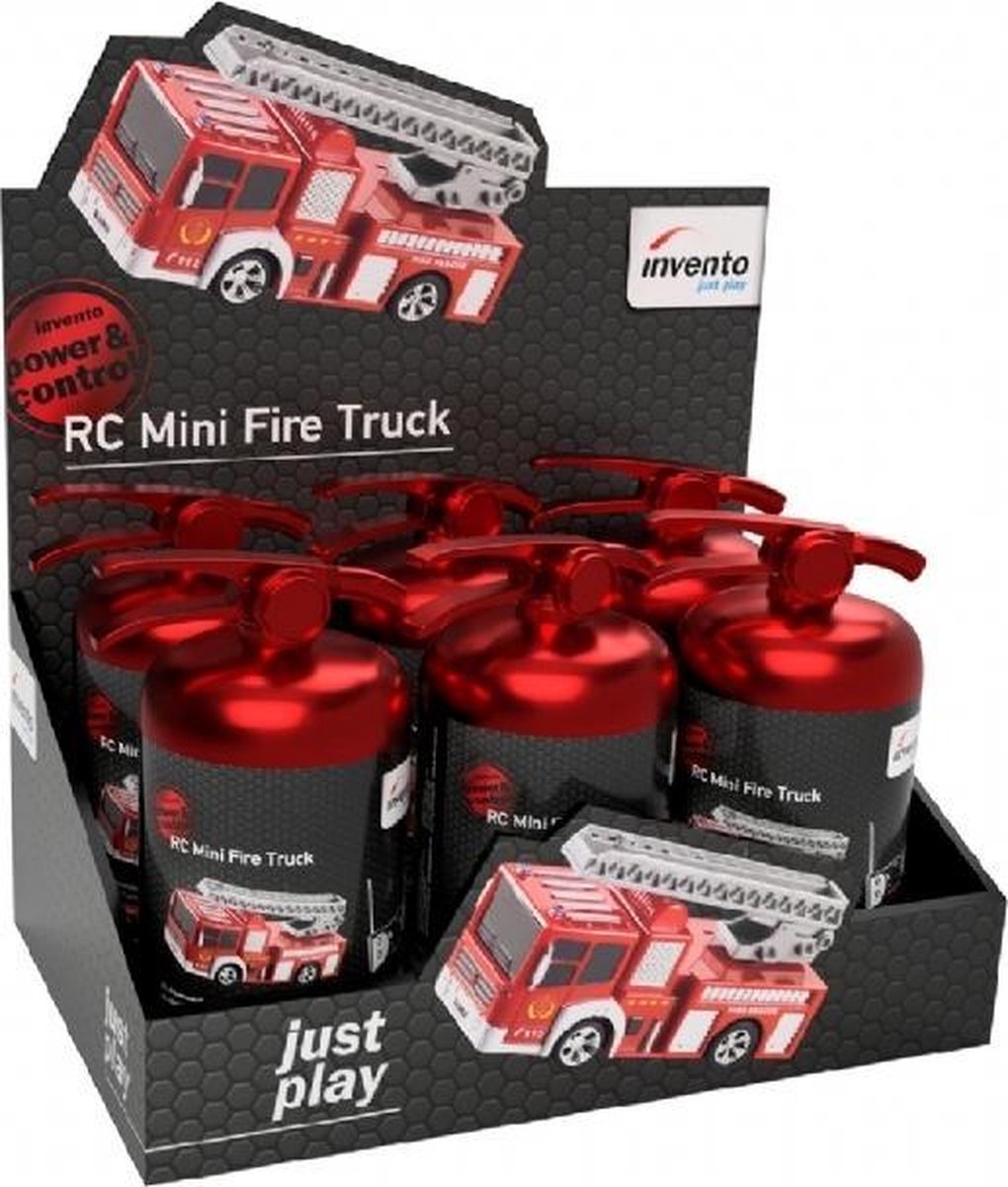 Invento mini brandweerwagen junior 8 x 3 x 4 cm 8 delig - Rood