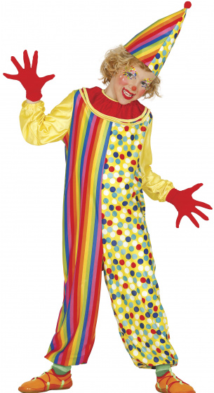 Fiestas Guirca clownspak junior polyester/geel mt 7 9 jaar - Rood
