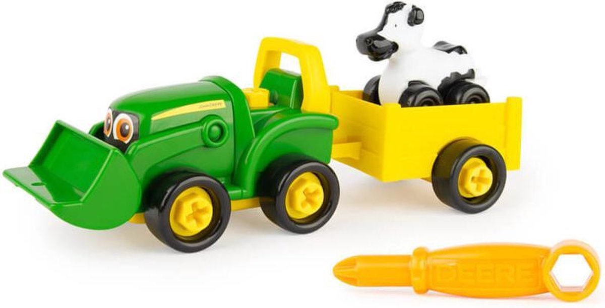 Tomy tractor Buddy Bonnie junior 15 cm/geel 11 delig - Groen