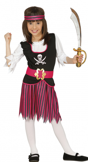 Fiestas Guirca piratenjurk polyester zwart/ mt 10 12 jaar - Roze