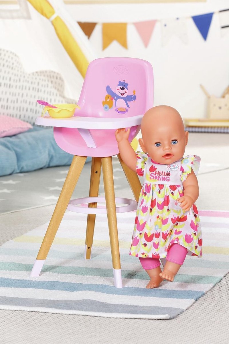 Baby Born kinderstoel voor poppen meisjes 36 43 cm roze/bruin