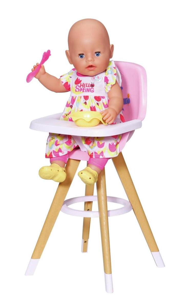 Baby Born kinderstoel voor poppen meisjes 36 43 cm roze/bruin