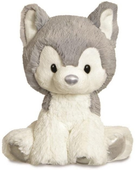 Aurora knuffel Glitzy Tots Husky 20 cm pluche/ - Grijs