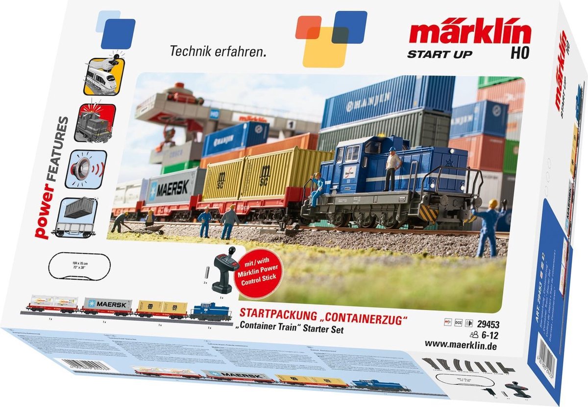 Märklin Marklin treinset containertrein H0 junior 190 cm 33 delig