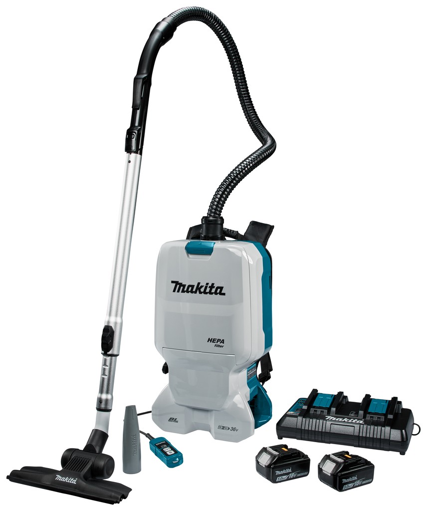 Makita DVC660PT2 2x18 V Rugstofzuiger voor schoonmaak 5,0 Ah accu (2 st),duo snellader, in doos