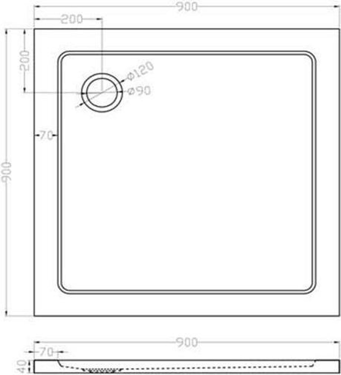 Wiesbaden Xellanz Douchebak 90x90x4cm SMC vierkant 21.3601 - Wit