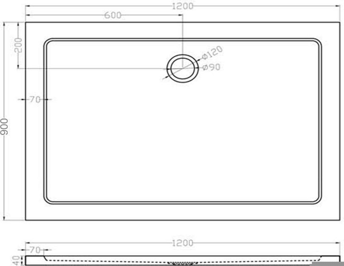 Wiesbaden Exellence SMC Luxe douchebak rechthoek 120x80x4cm 21.3610 - Wit