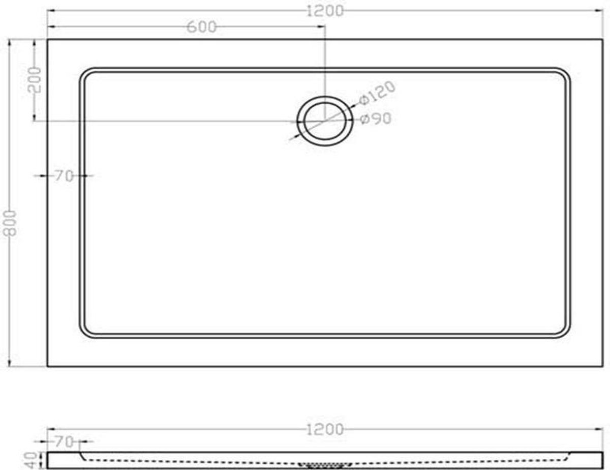 Wiesbaden Exellence SMC Luxe douchebak rechthoek 120x80x4cm 21.3610 - Wit