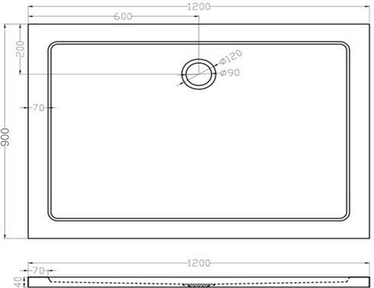 Wiesbaden Xellanz douchebak 120x90x4cm SMC rechthoek 21.3611 - Wit
