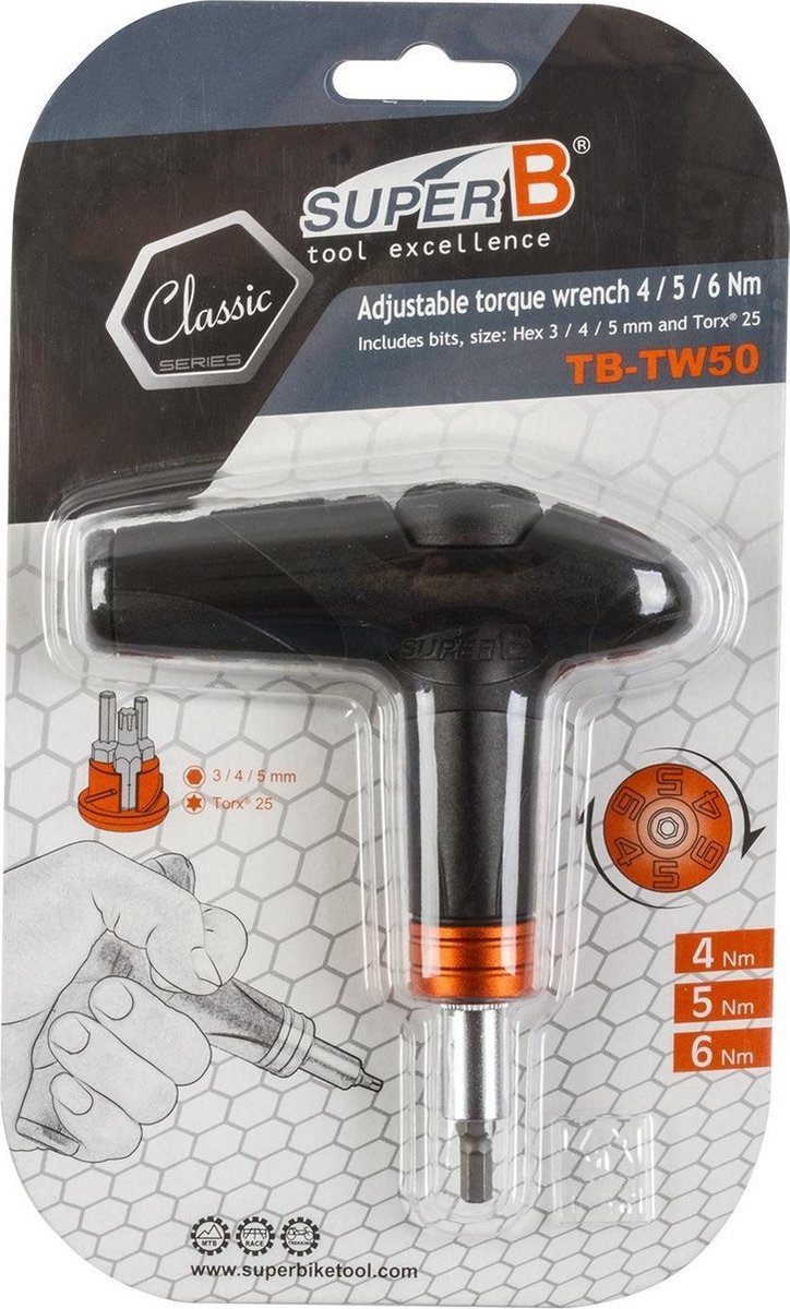 Super B Momentsleutel Tb-tw50 3-4-5 Mm - Zwart