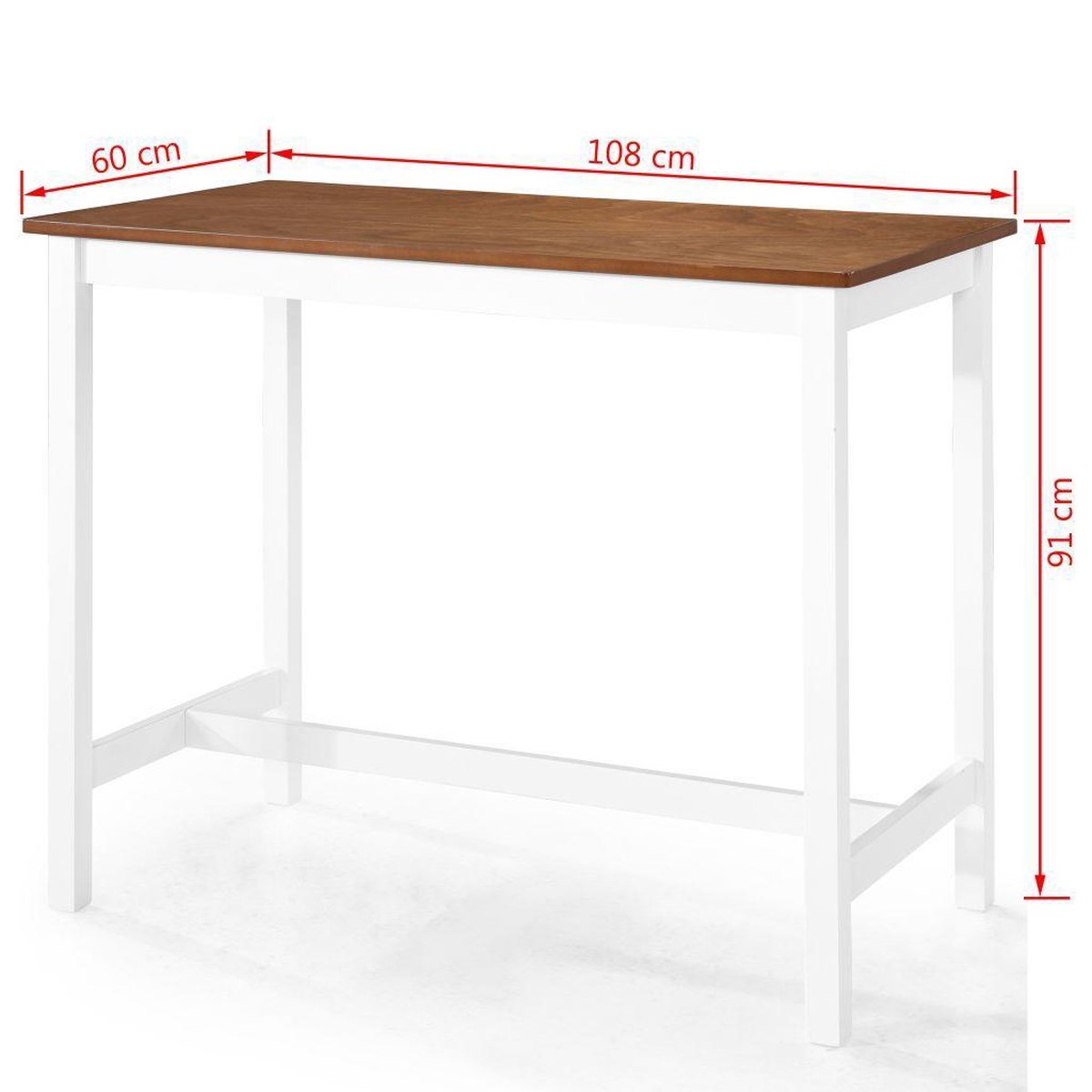 Vidaxl Bartafel 108x60x91 Cm Massief Hout - Bruin