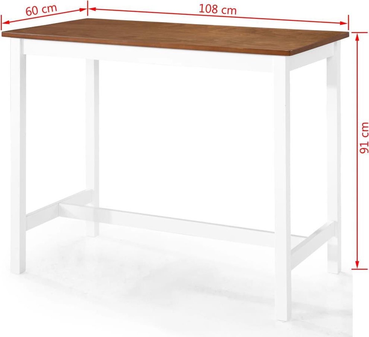 Vidaxl Bartafel 108x60x91 Cm Massief Hout - Bruin