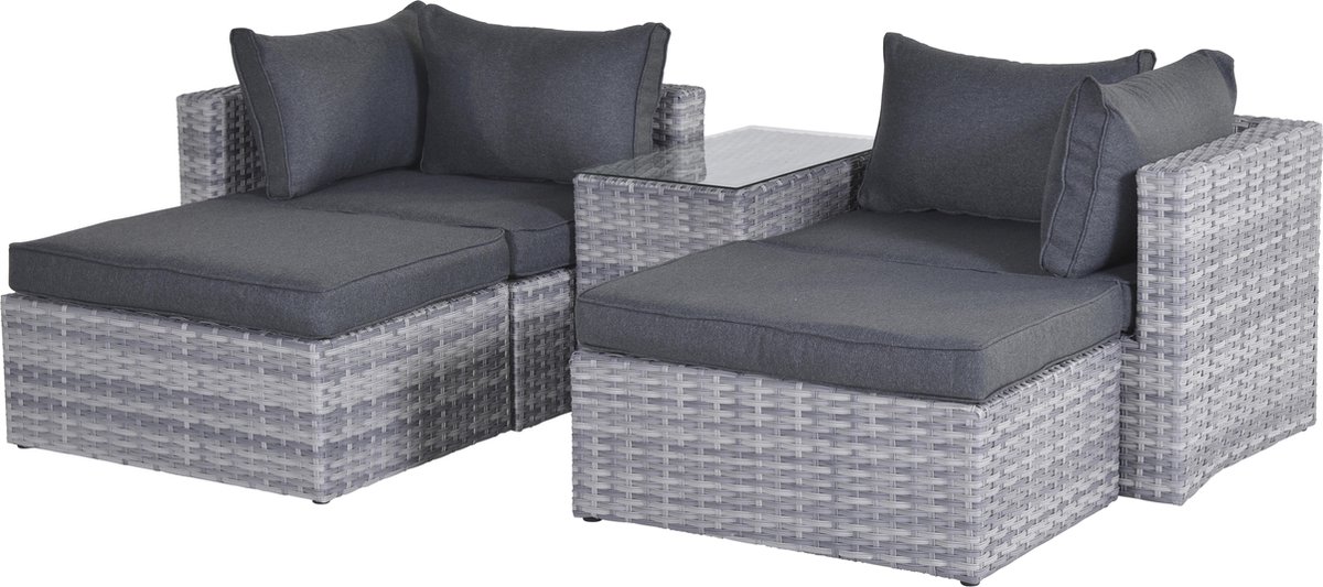 Garden Impressions - Verona Balkon Loungeset - 5 Delig - Wicker - Cloudy Grey - Grijs