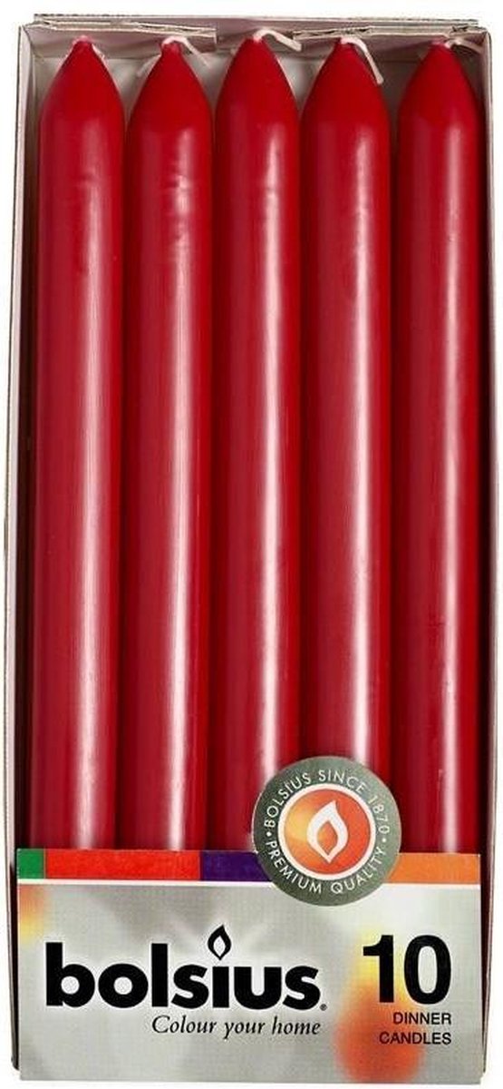 Bolsius Dinerkaars 230/20 10st Wijn Rustiekkaarsen - Rood