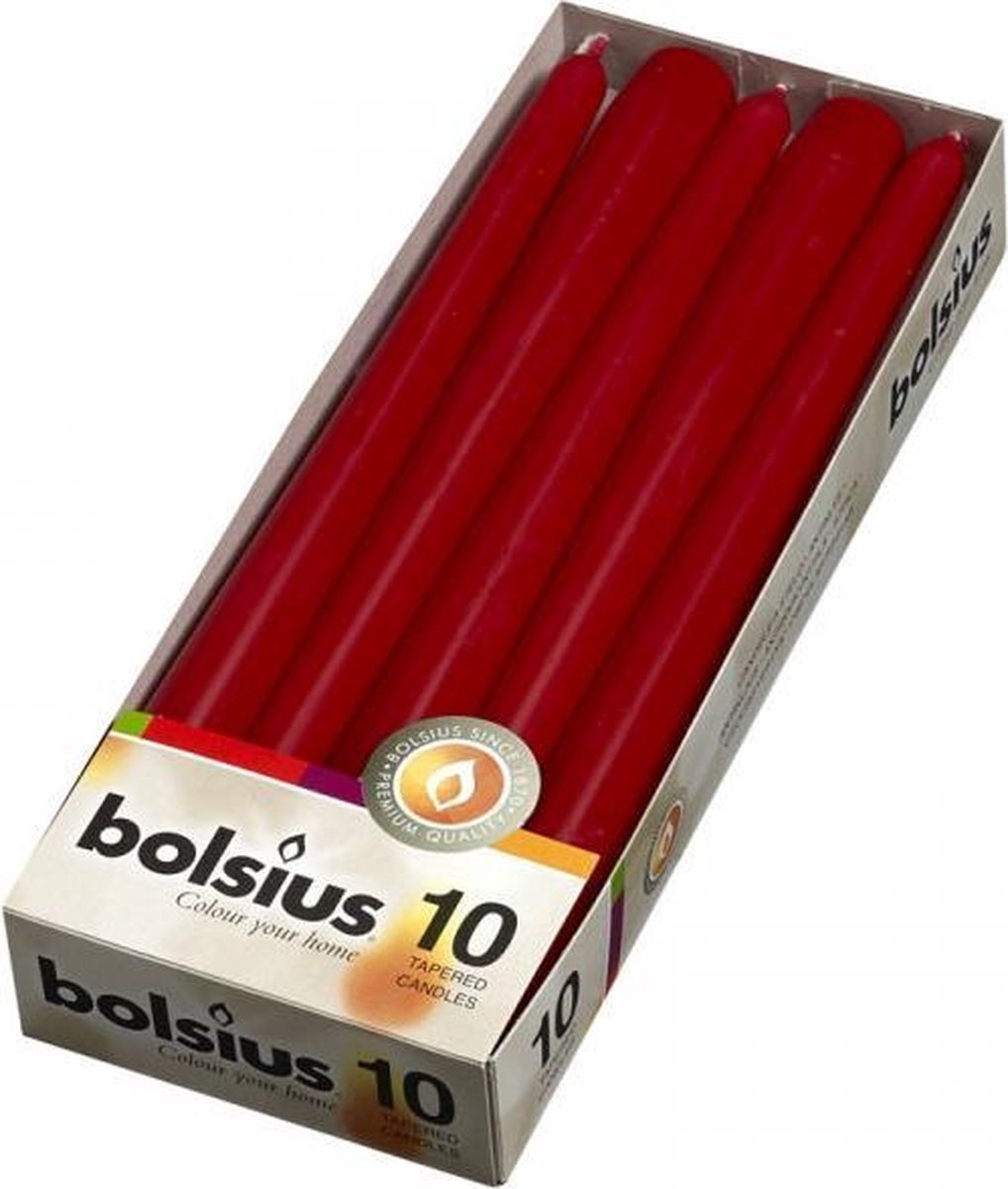 Bolsius Dinerkaars 230/20 10st Wijn Rustiekkaarsen - Rood