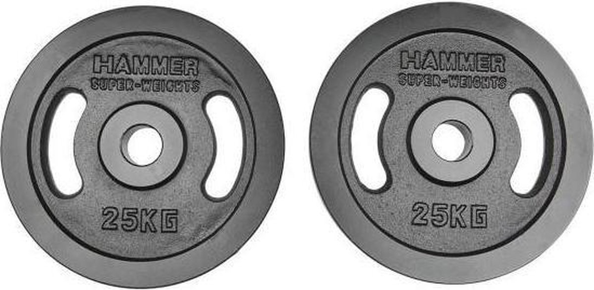 Hammer Fitness Hammer - Olympische Halterschijven - Gietijzer - Per Paar - 2x 25 Kg