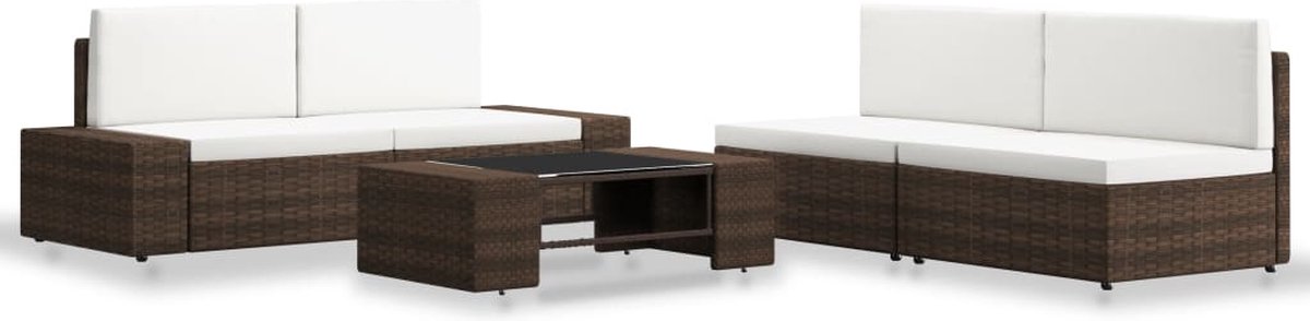 Vidaxl 5-delige Loungeset Poly Rattan - Bruin