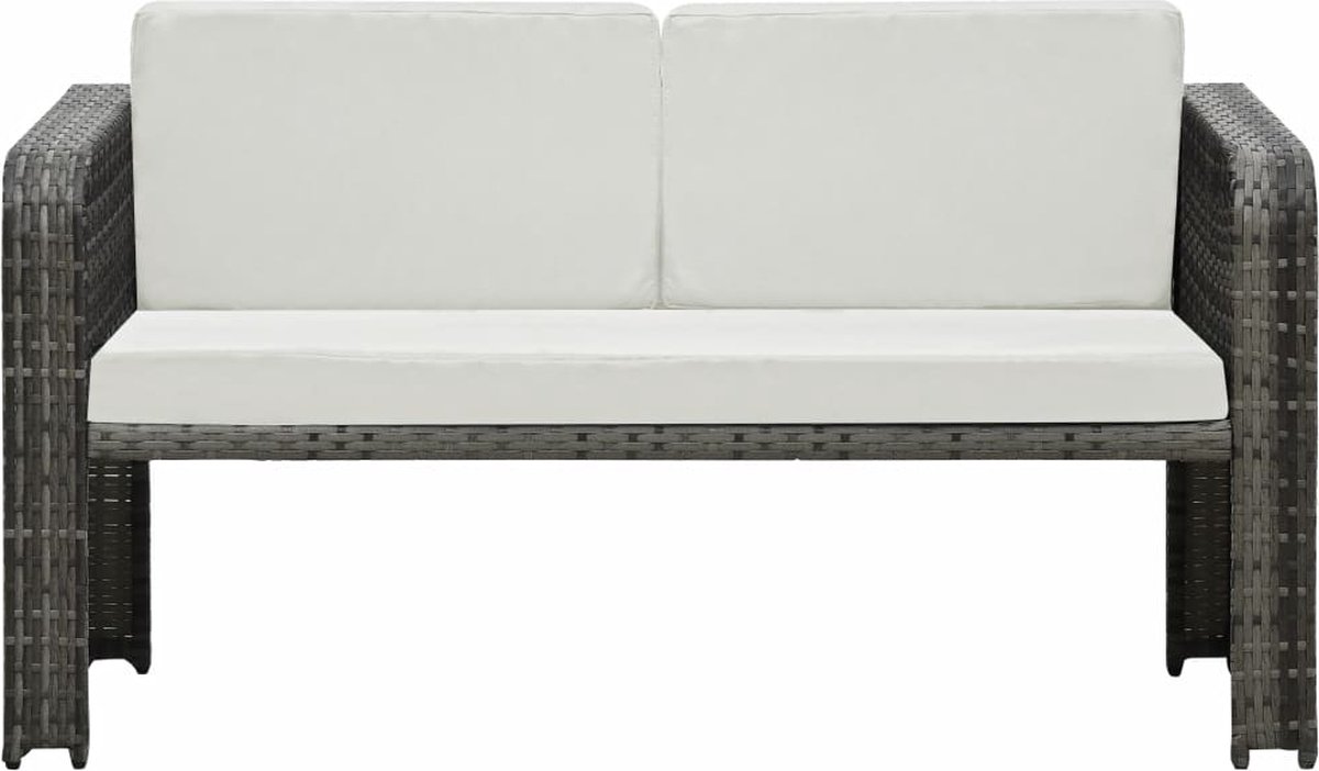 Vidaxl 4-delige Loungeset Met Kussens Poly Rattan Antraciet - Grijs