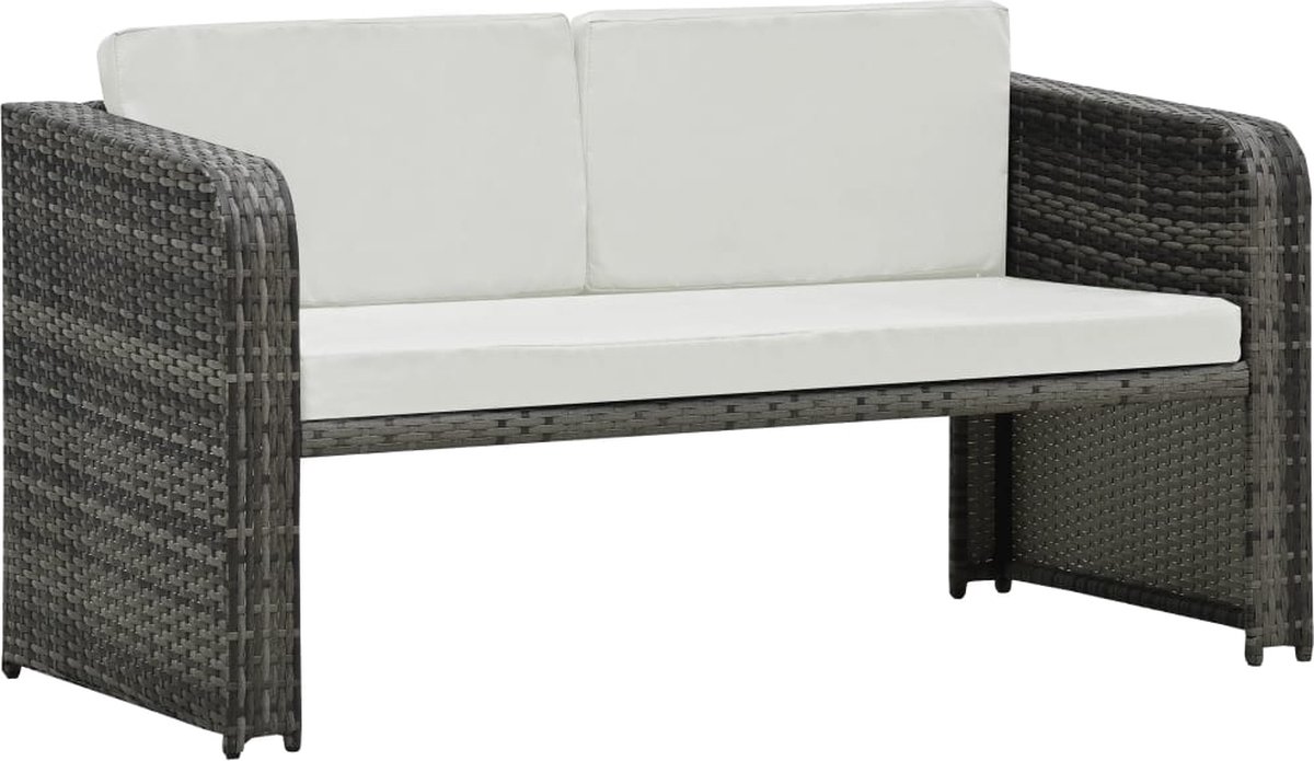 Vidaxl 4-delige Loungeset Met Kussens Poly Rattan Antraciet - Grijs