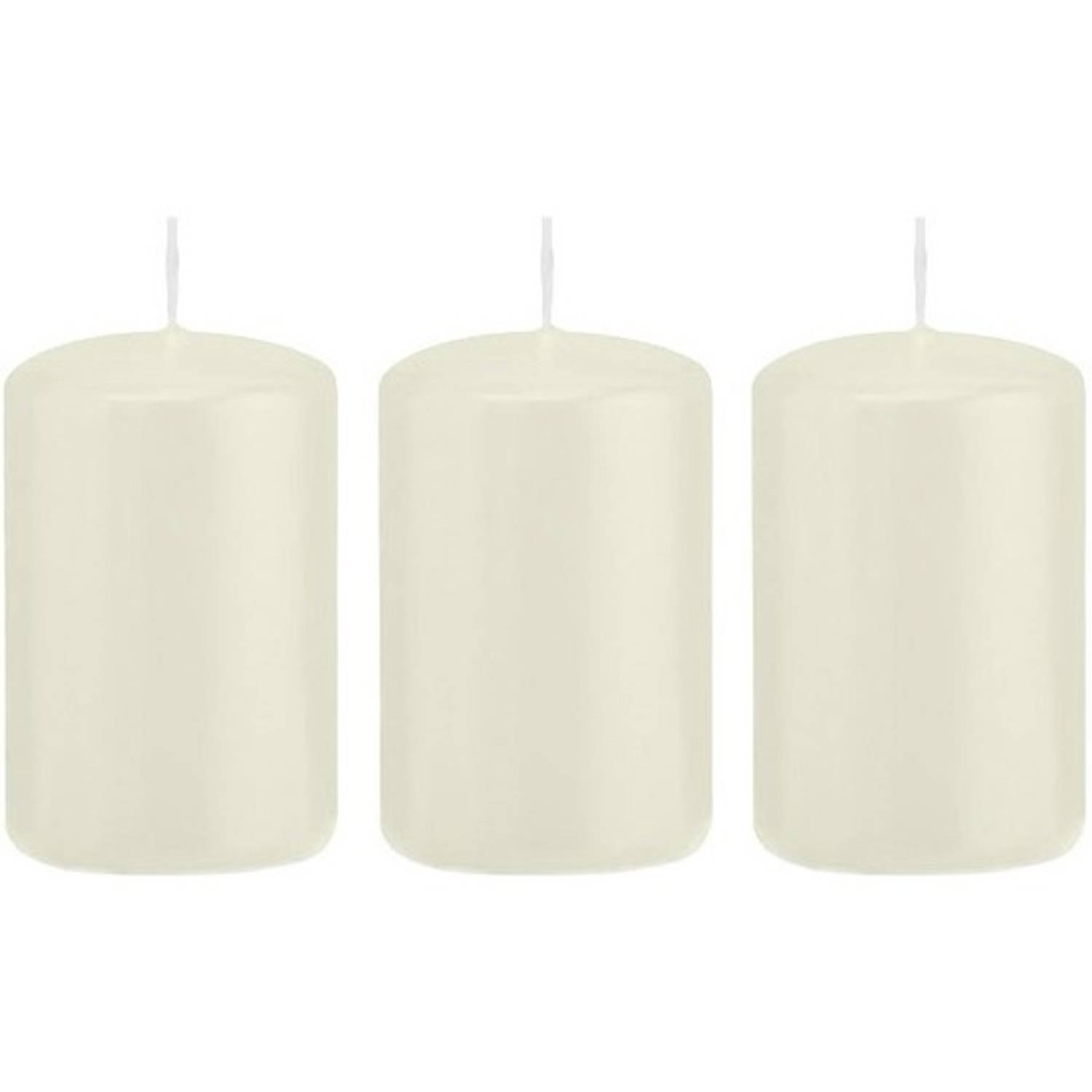 Trend Candles 3x Ivoorte Cilinderkaars/stompkaars 5 X 8 Cm 18 Branduren - Geurloze Kaarsen - Woondecoraties - Wit