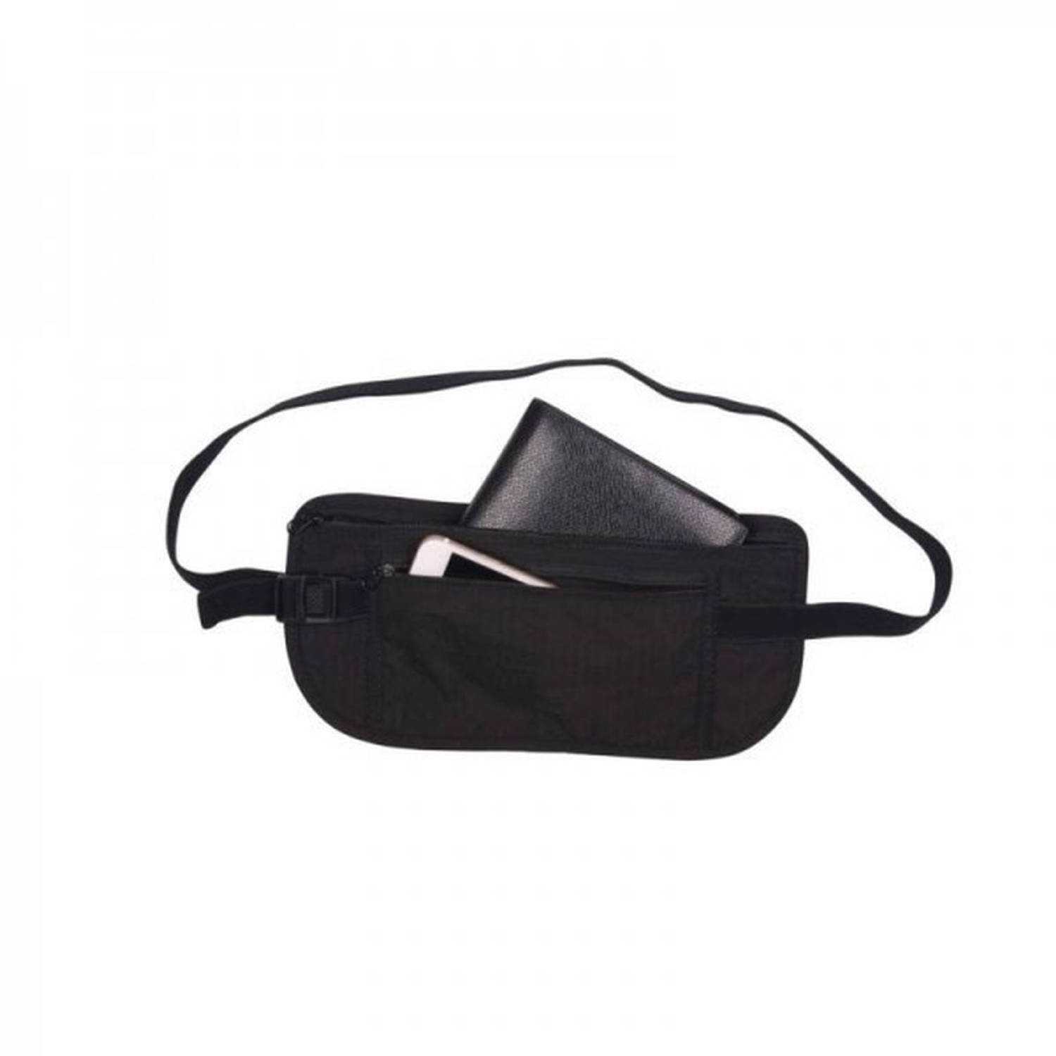 Plat Money Belt Reis Heuptasje 29 X 13 Cm - Reisportemonnee - Zwart