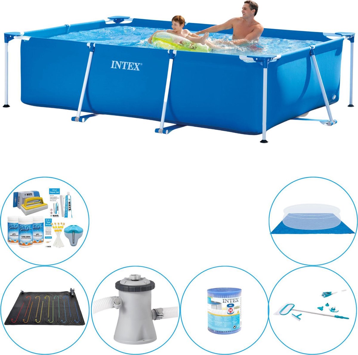 Intex Frame Pool Rechthoekig 260x160x65 Cm - 7-delig - Zwembad Set - Blauw