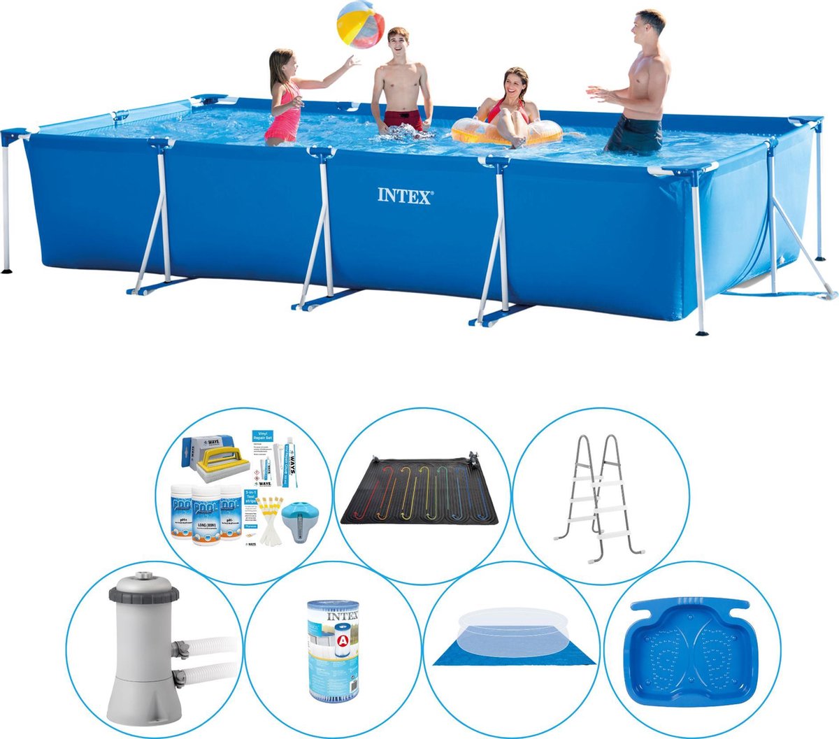 Intex Frame Pool Rechthoekig 450x220x84 Cm - 8-delig - Zwembad Super Deal - Blauw