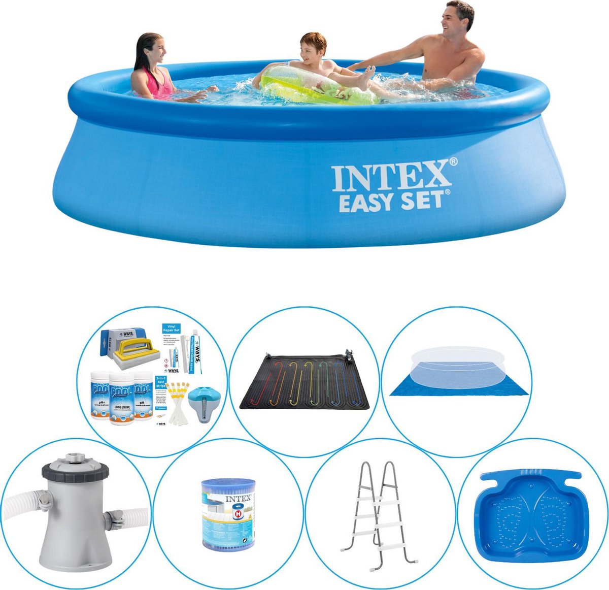 Intex Zwembad Bundel - 8-delig - Easy Set Rond 305x76 Cm - Blauw