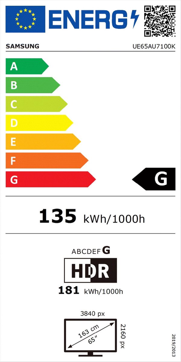 Samsung Crystal UHD 65AU7100 (2021) - Zwart