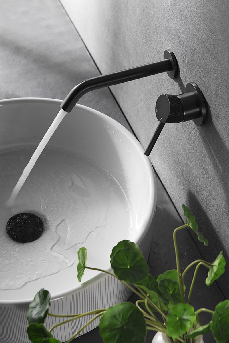 Wiesbaden Ribbd inbouw wastafelmengkraan eenhendel gunmetal 29.5333