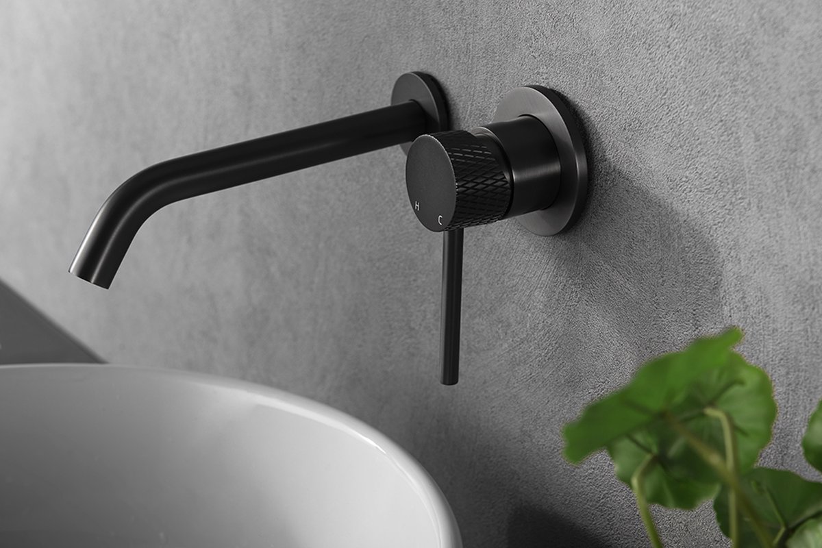 Wiesbaden Ribbd inbouw wastafelmengkraan eenhendel gunmetal 29.5333