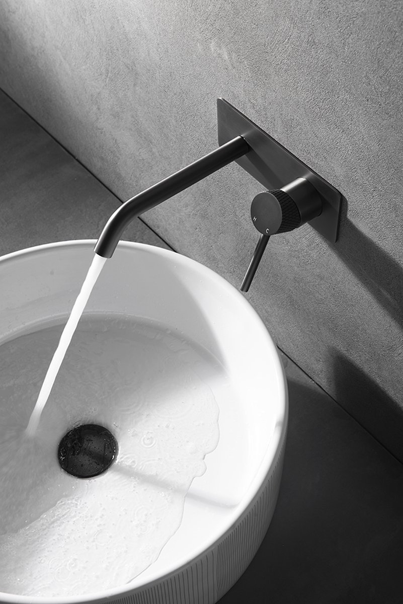 Wiesbaden Ribbd inbouw wastafelmengkraan eenhendel gunmetal 29.5333